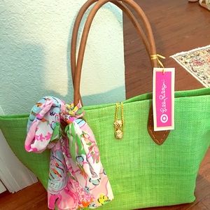Lily Pulitzer for Target green tote w/scarf